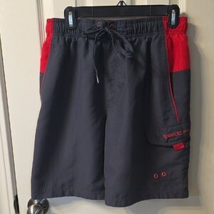 Speedo Men's Board Shorts - Charcoal and Crimson